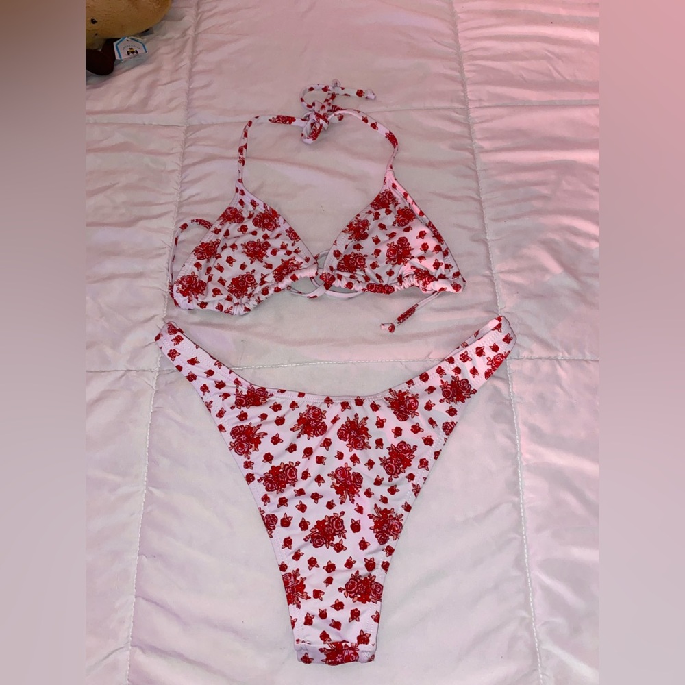 Never Worn Urban Outfitters Red Floral Bikini
